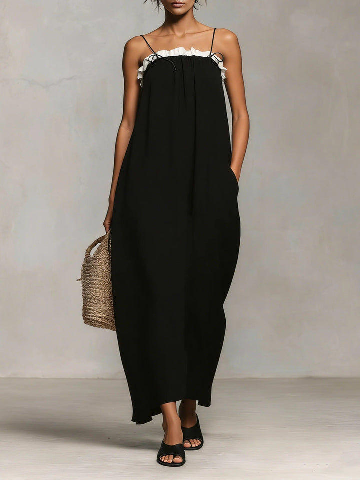 Mirelle™ | Robe Maxi avec Blocs de Couleur et Fines Bretelles