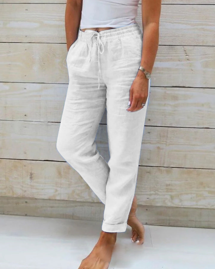Allison - Pantalons Tailored en Lin et Coton de Luxe