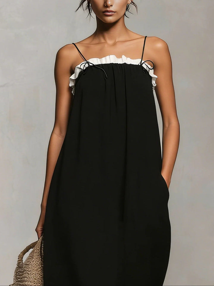 Mirelle™ | Robe Maxi avec Blocs de Couleur et Fines Bretelles