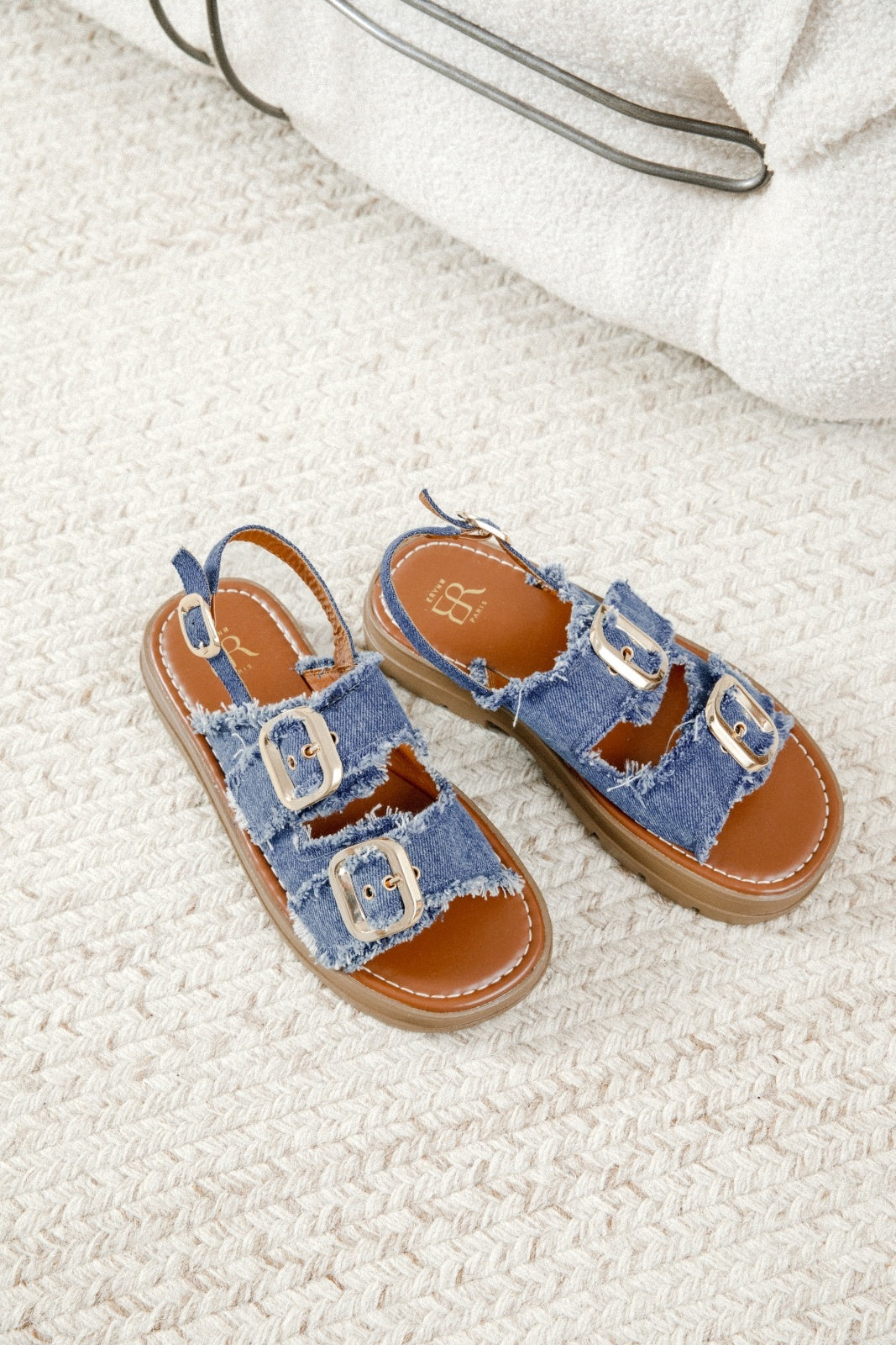 Petronella | Sandale à Talon Wedge Denim Bleu