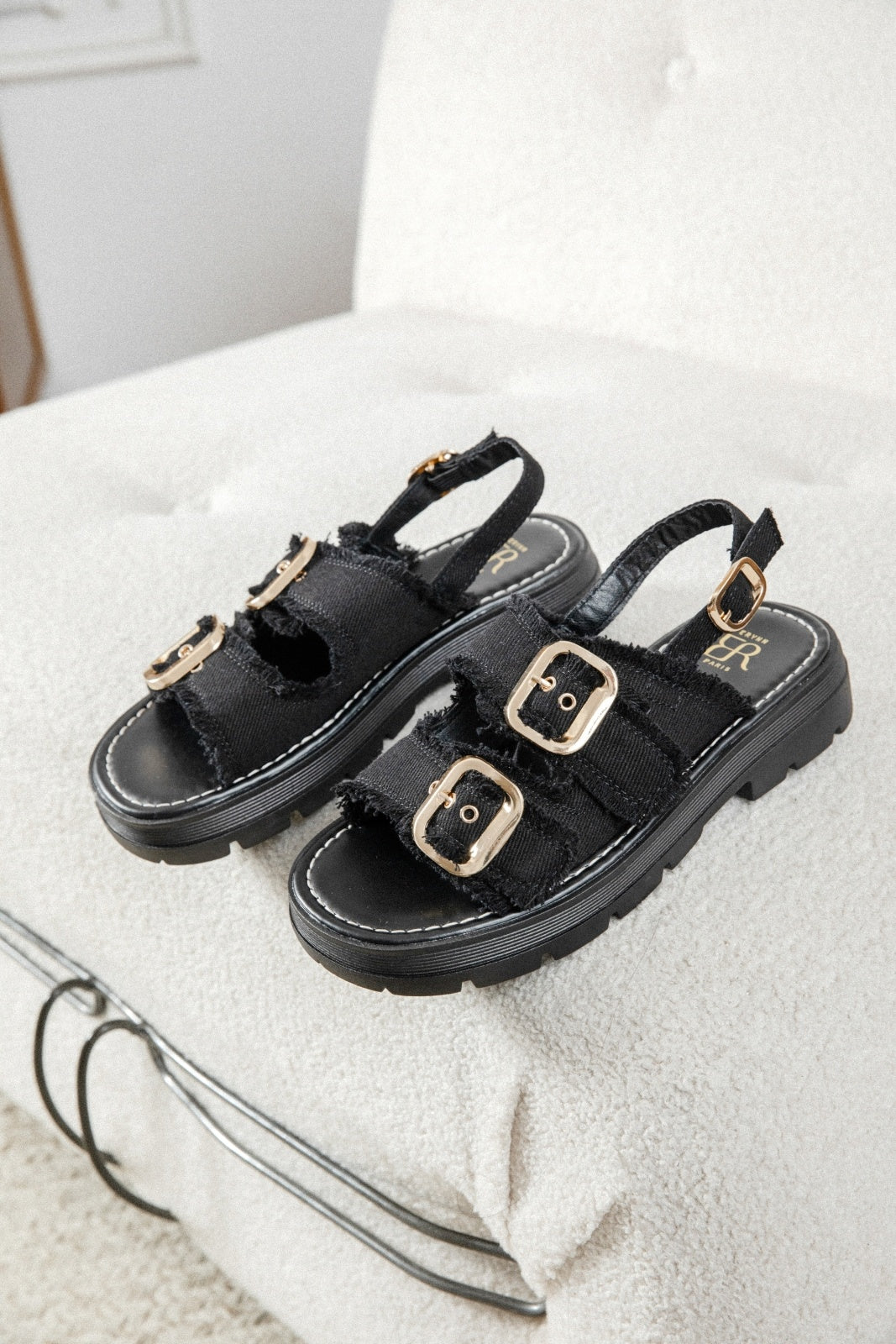 Rialta | Sandale à Talon Wedge Noire
