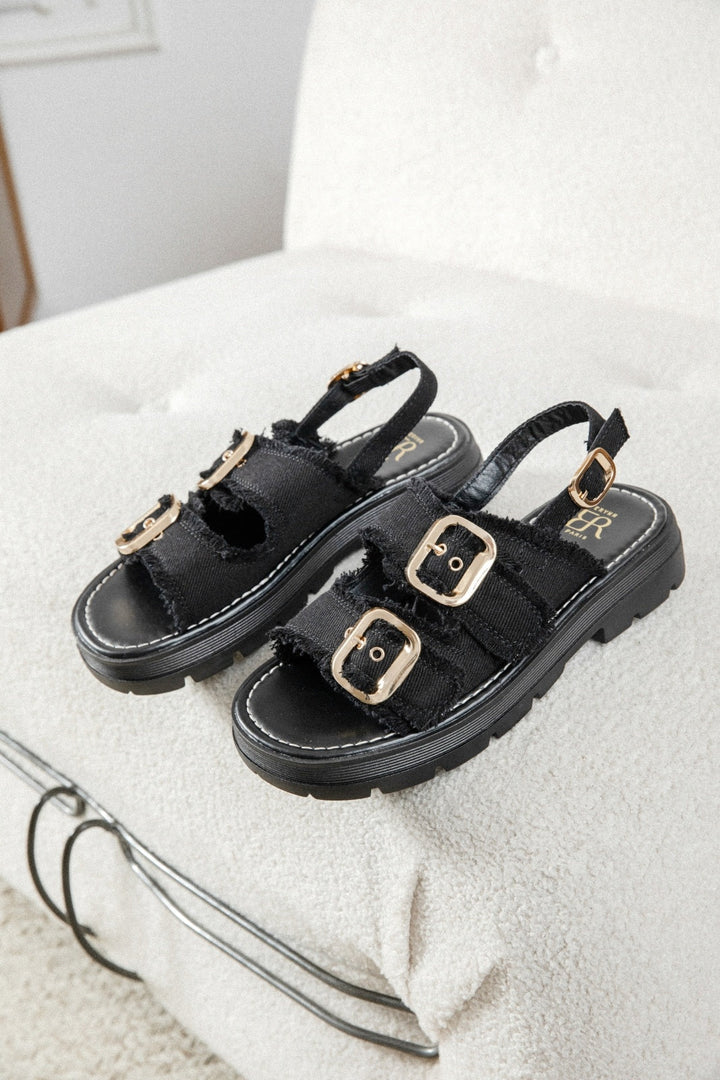 Rialta | Sandale à Talon Wedge Noire