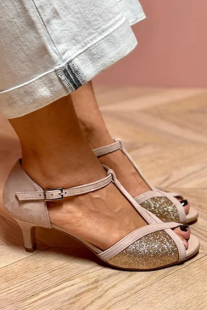 SANDALE AVEC GLITTER ET TALON BAS