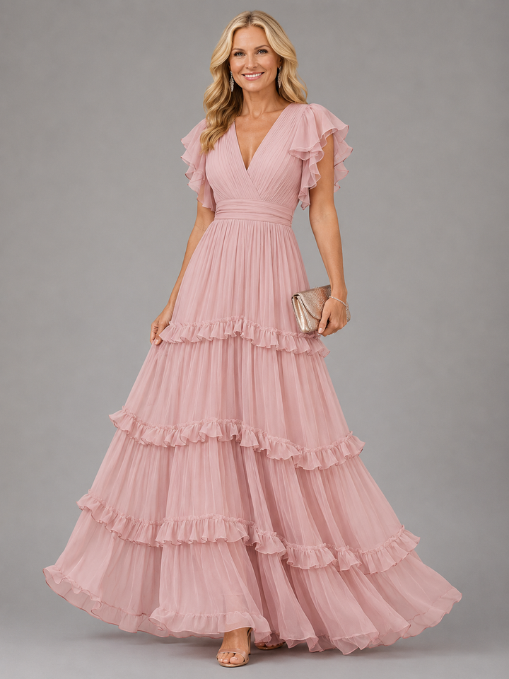 Zoe | Robe de Mariage Maxi Élegante Rose Clair