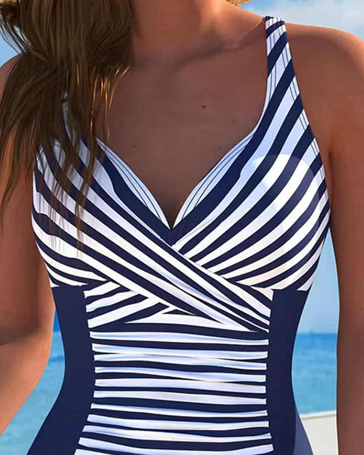 Aurora | Maillot de Bain Une Pièce à Rayures Colorblock