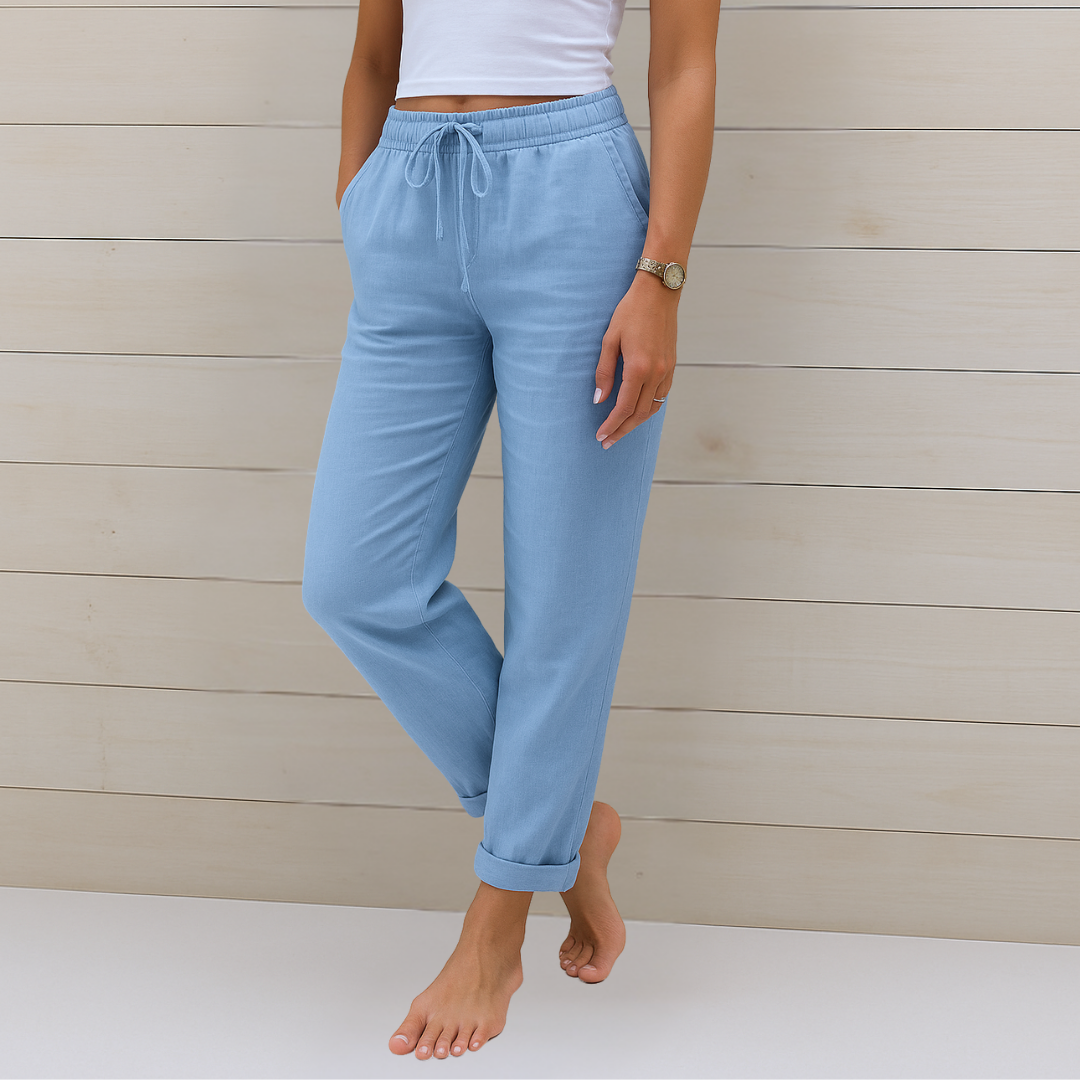 Maylora | Pantalons en Lin Relax avec Cordon