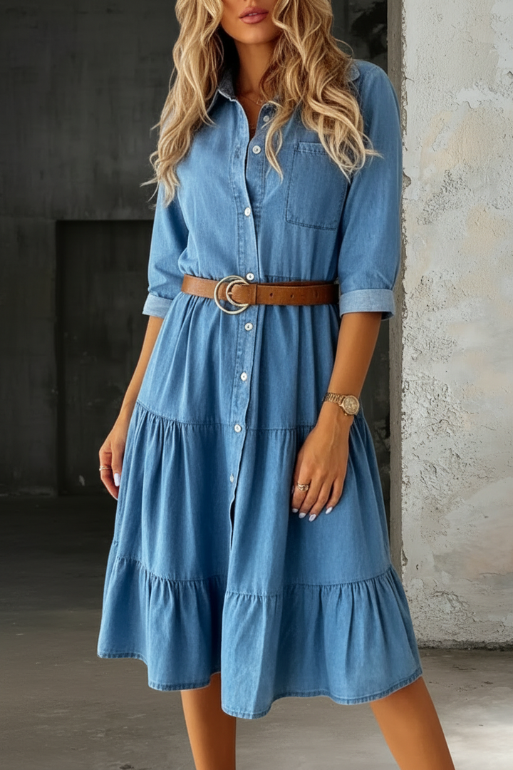 Barbara | Robe Casual Élégante en Denim