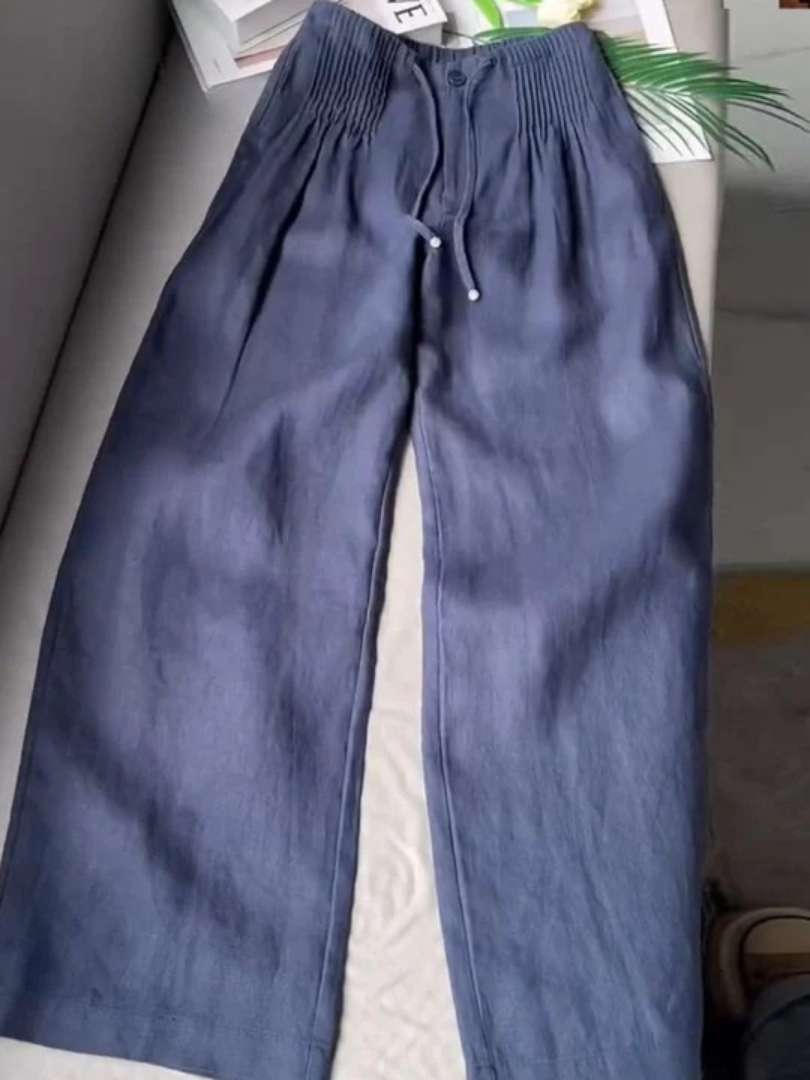 Camille | Pantalons larges en mélange de coton et de lin