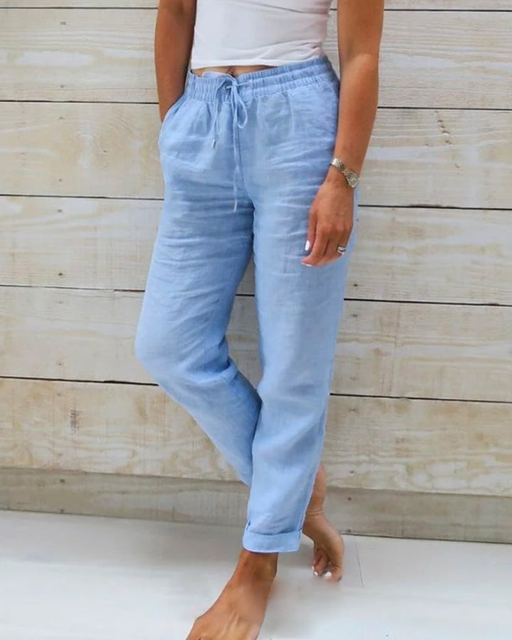 Allison - Pantalons Tailored en Lin et Coton de Luxe