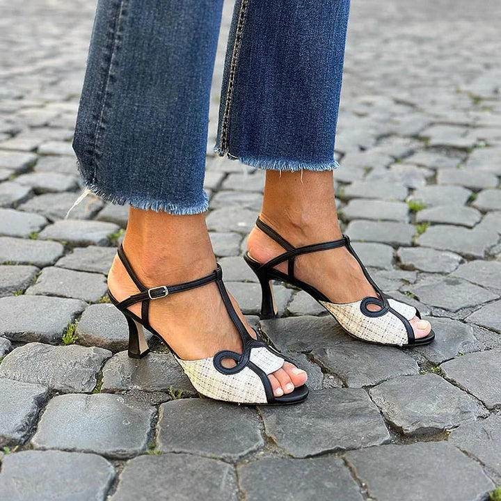 SANDALES À TALON MOYEN STYLE RÉTRO
