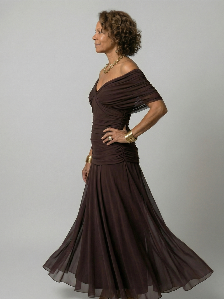 Calen | Robes Midi Fluides à Épaules Dénudées