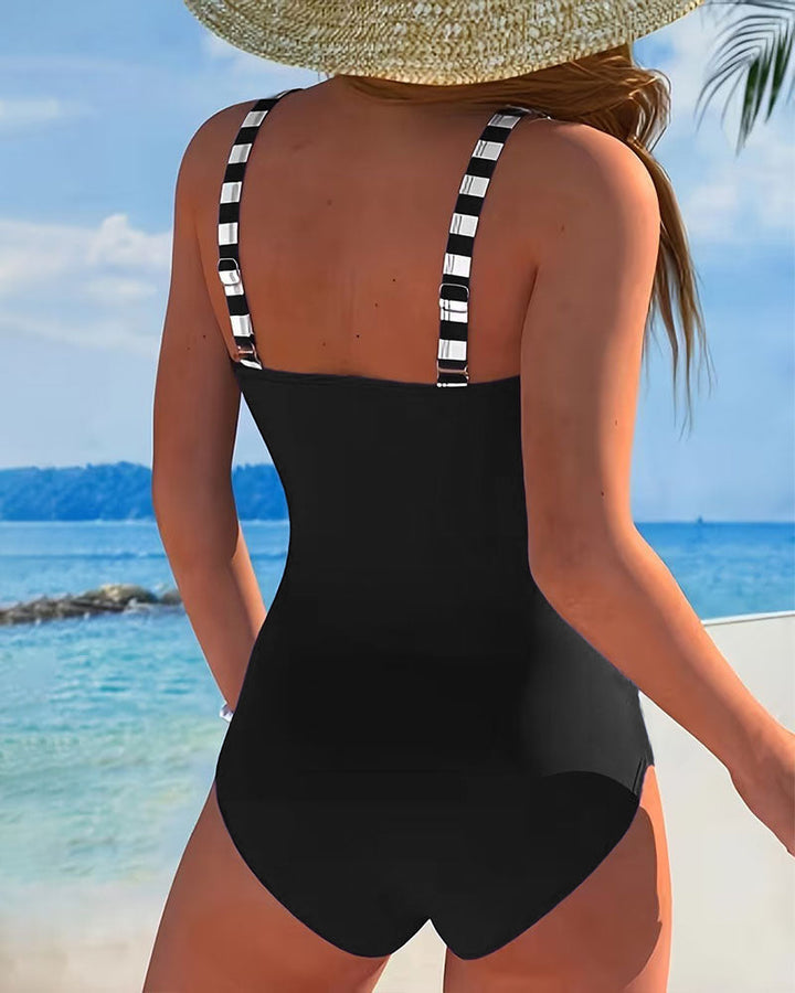 Aurora | Maillot de Bain Une Pièce à Rayures Colorblock