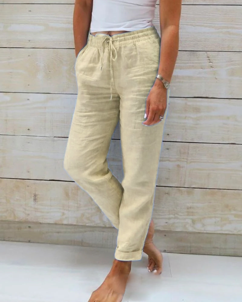 Allison - Pantalons Tailored en Lin et Coton de Luxe