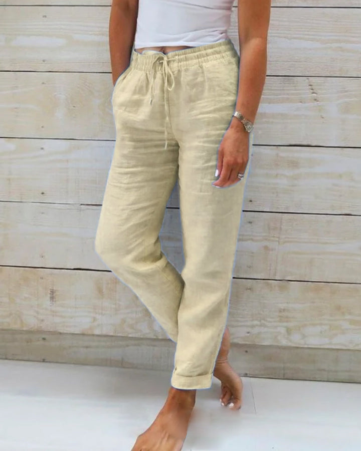 Allison - Pantalons Tailored en Lin et Coton de Luxe
