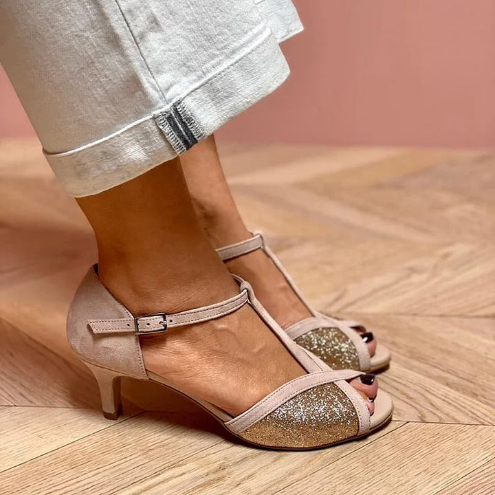SANDALE AVEC GLITTER ET TALON BAS