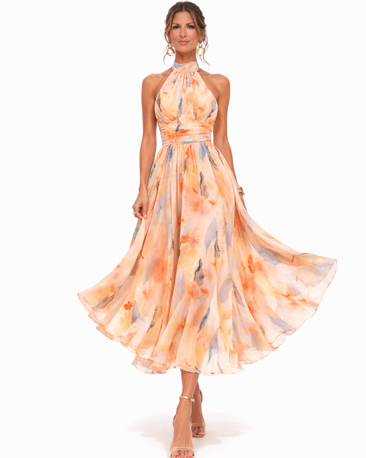 Aurora™ | Robe à Décolleté Halter et Imprimé Aquarelle