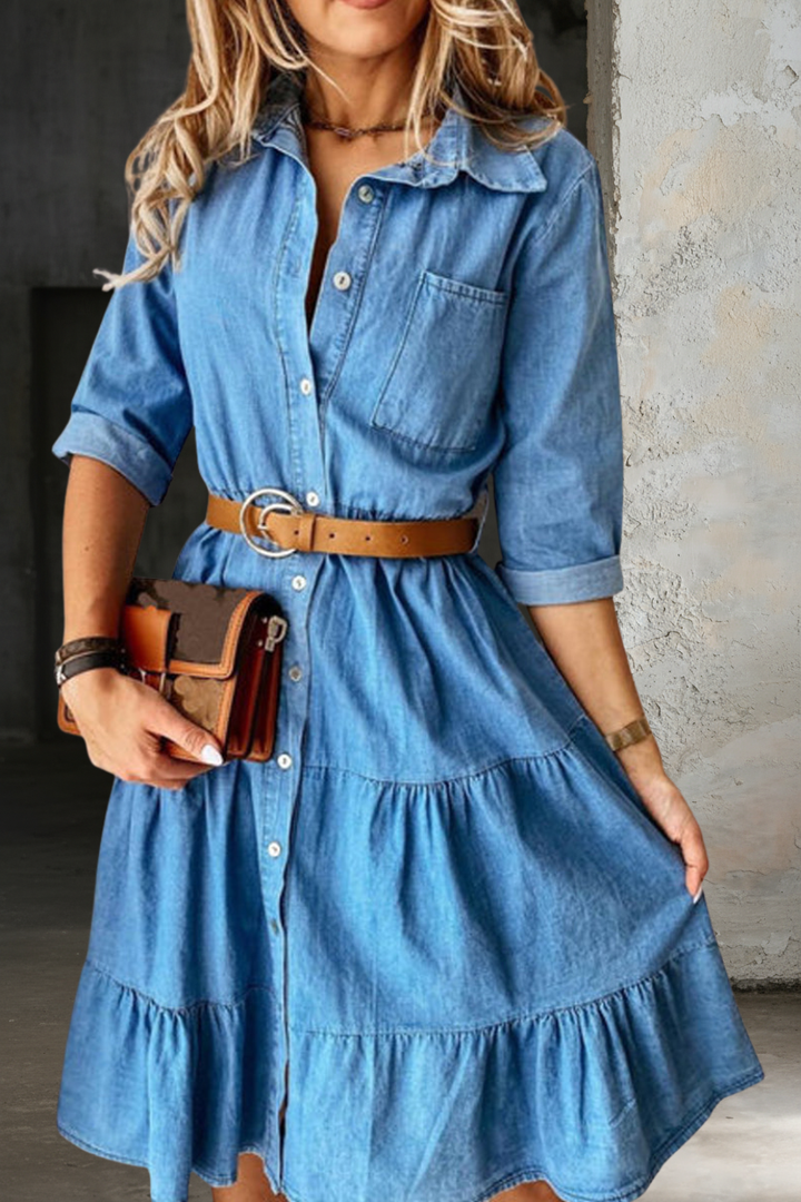 Barbara | Robe Casual Élégante en Denim