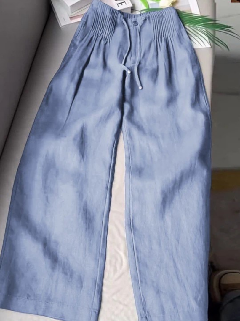Camille | Pantalons larges en mélange de coton et de lin