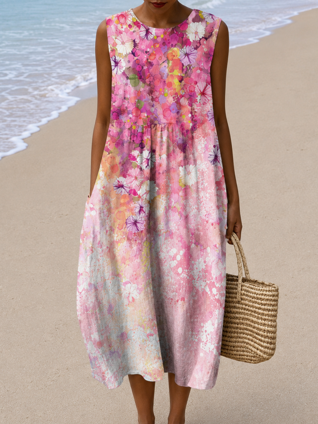 Alice - Robe Midi Sans Manches à Coupe Détendue pour Femme