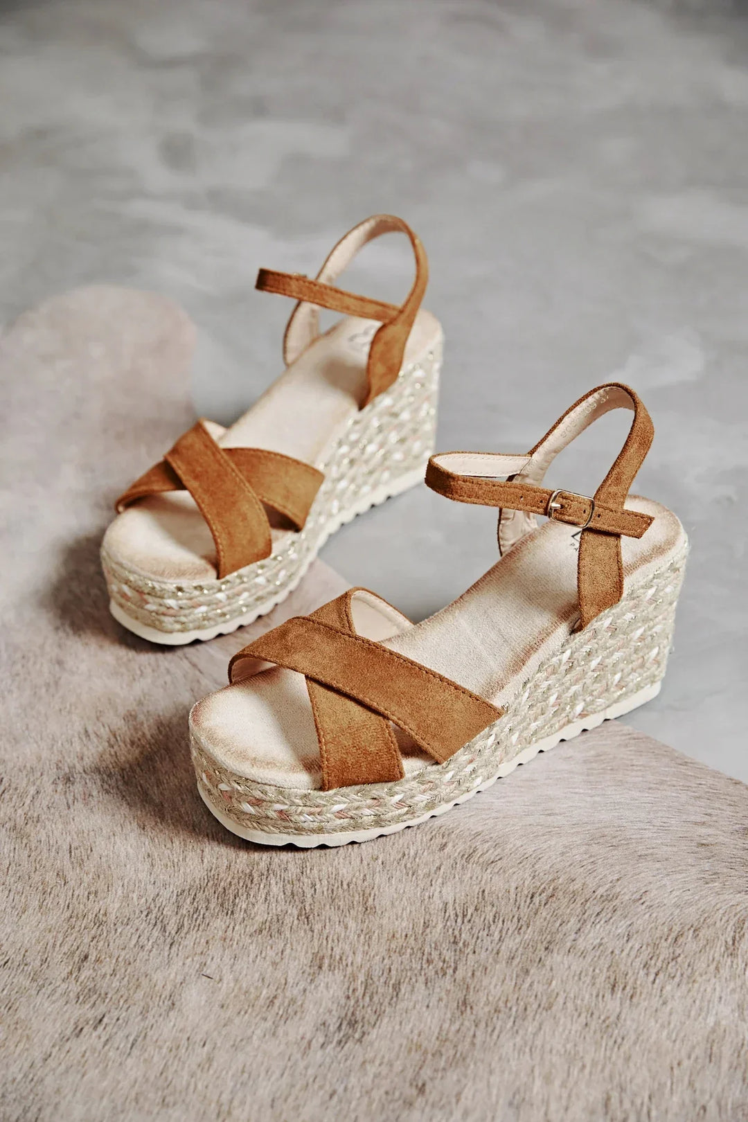 Ilaria | Sandale à Talon Wedge Camel