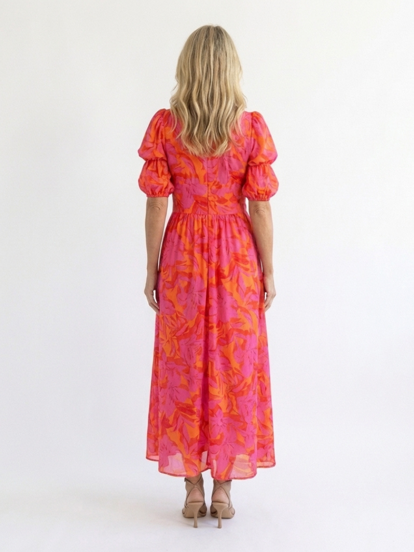 Willow | Robe Midi à Manches Bouffantes et Décolleté en V Floral