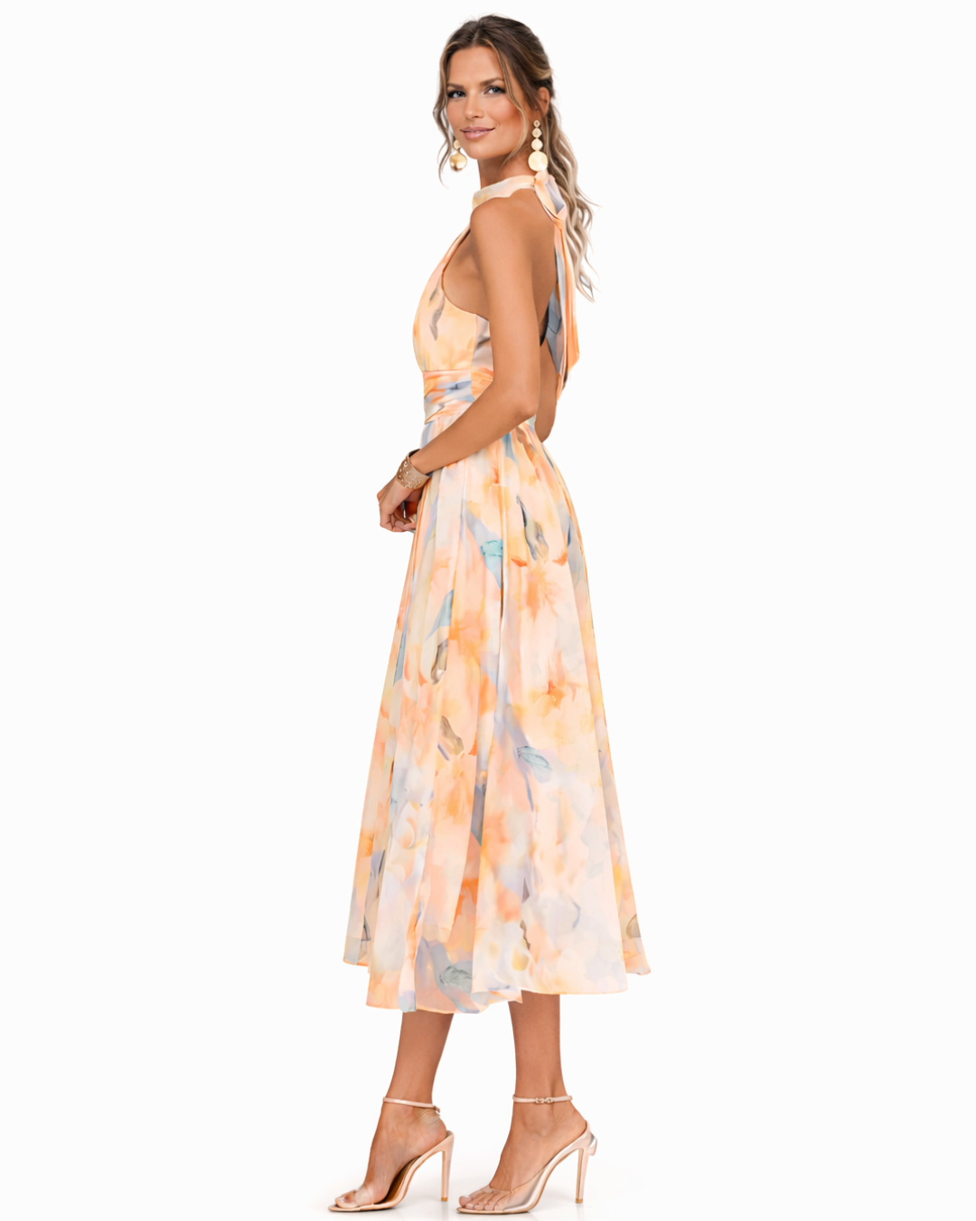 Aurora™ | Robe à Décolleté Halter et Imprimé Aquarelle