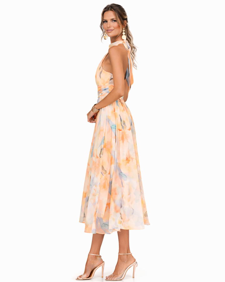 Aurora™ | Robe à Décolleté Halter et Imprimé Aquarelle