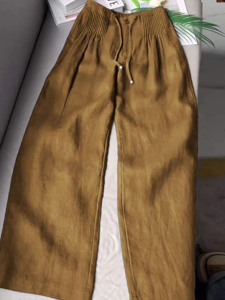 Camille | Pantalons larges en mélange de coton et de lin