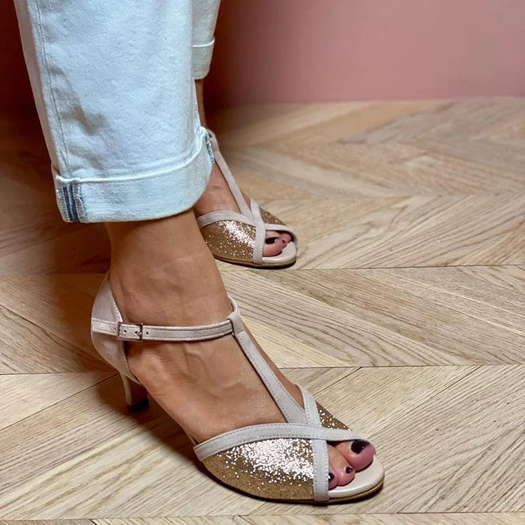 SANDALE AVEC GLITTER ET TALON BAS