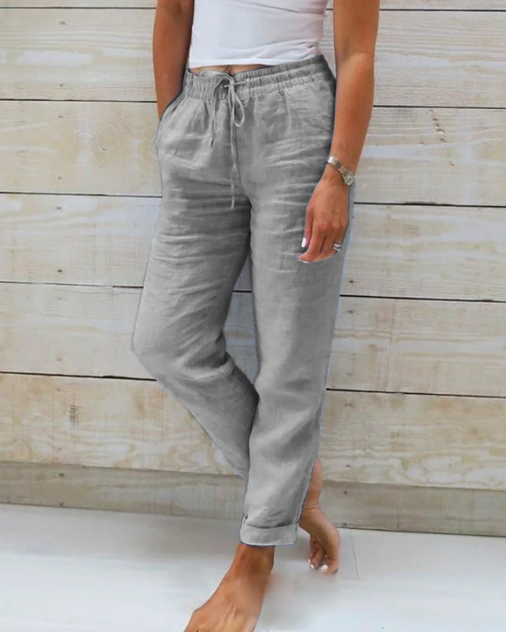 Allison - Pantalons Tailored en Lin et Coton de Luxe