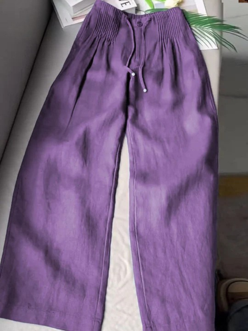 Camille | Pantalons larges en mélange de coton et de lin
