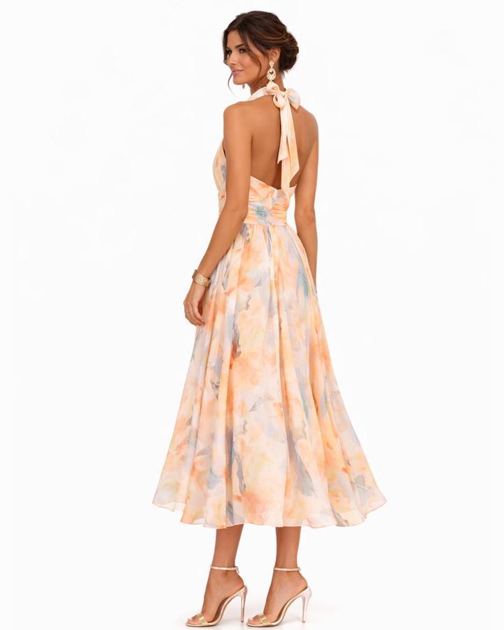 Aurora™ | Robe à Décolleté Halter et Imprimé Aquarelle