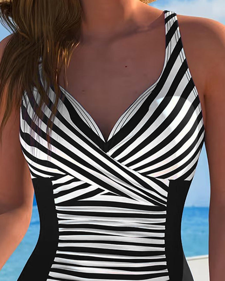Aurora | Maillot de Bain Une Pièce à Rayures Colorblock