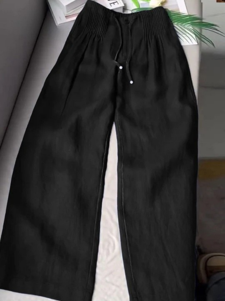 Camille | Pantalons larges en mélange de coton et de lin