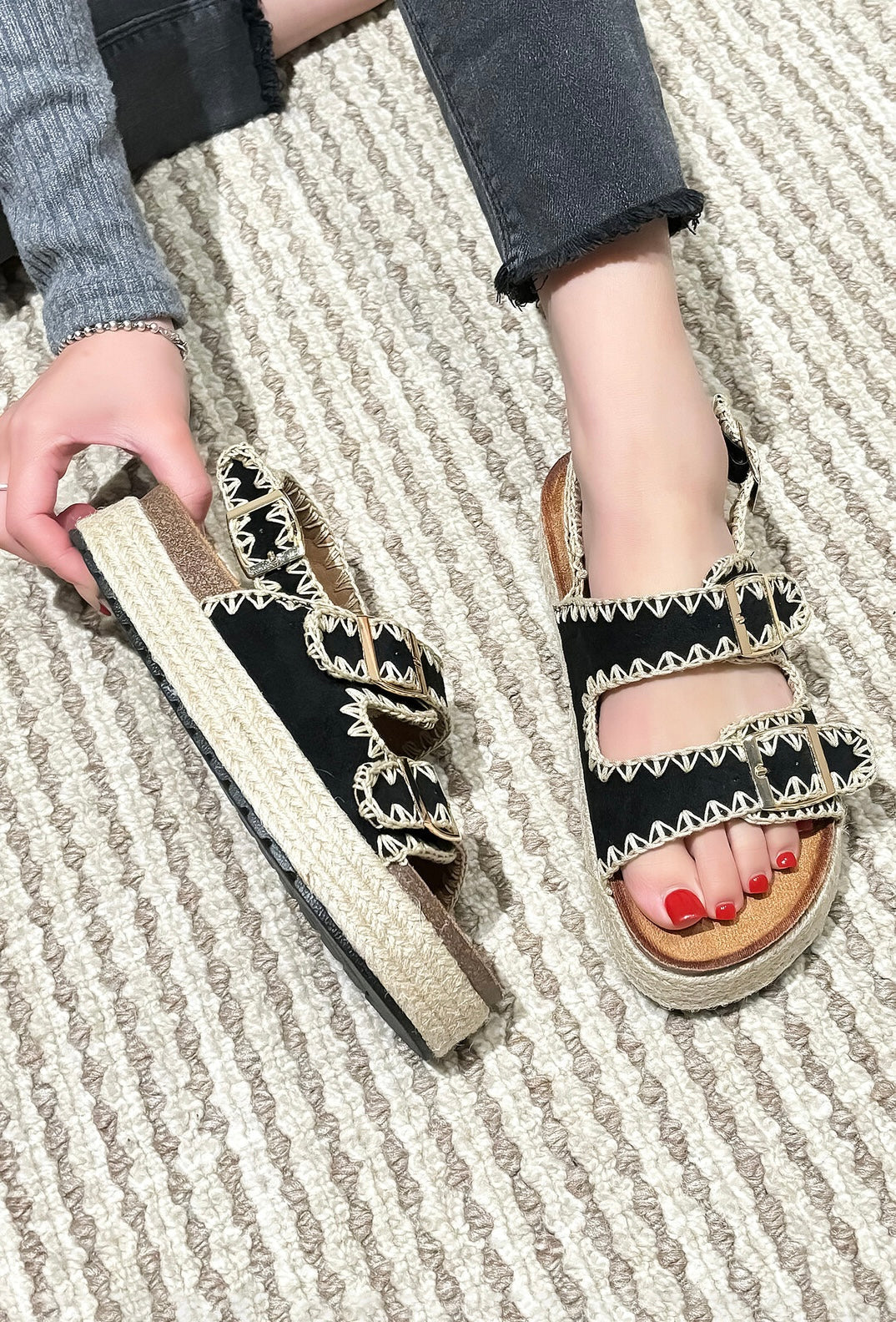Junie | Sandale Wedge Noire