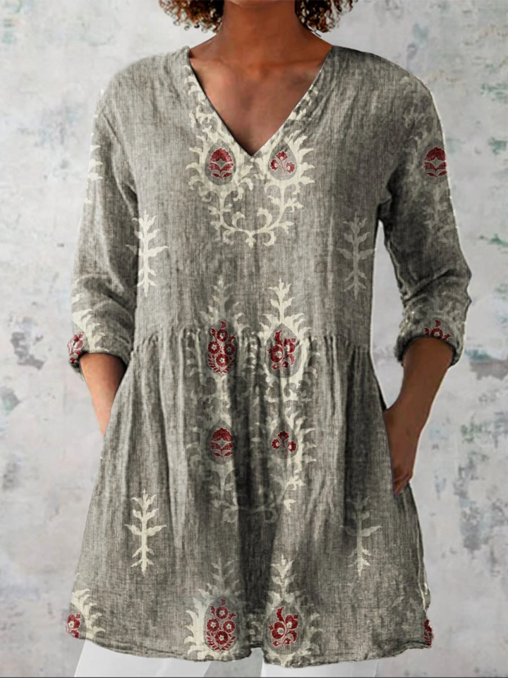 Elise | Blouse longue à décolleté en V