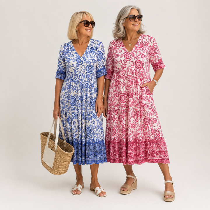 Keisha | Robe Fleurie Décolleté en V Élégante