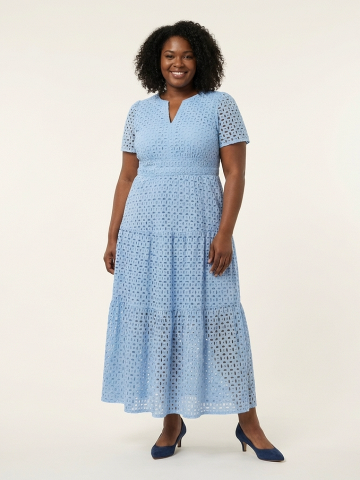 Brielle | Robe midi à volants à manches courtes et décolleté en V