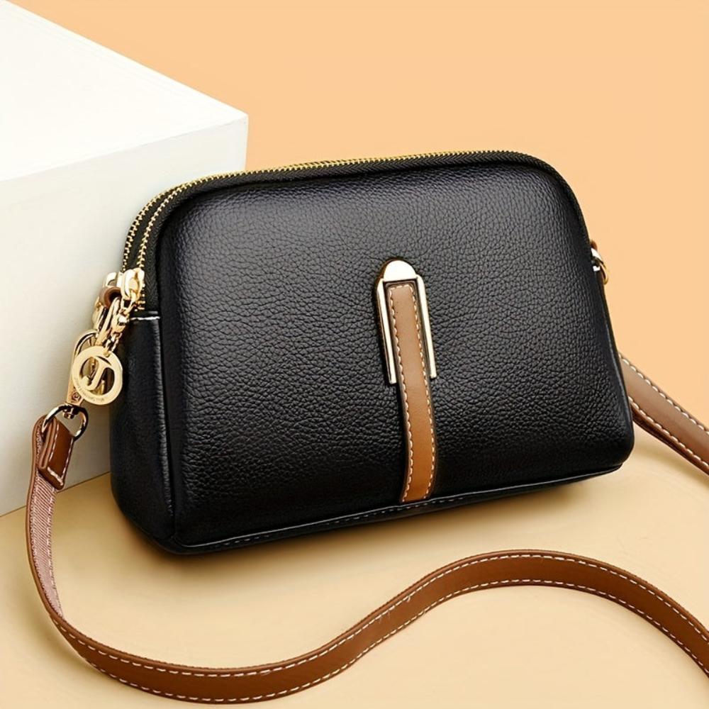 Sac à bandoulière avec texture "litchi" colorée Míla