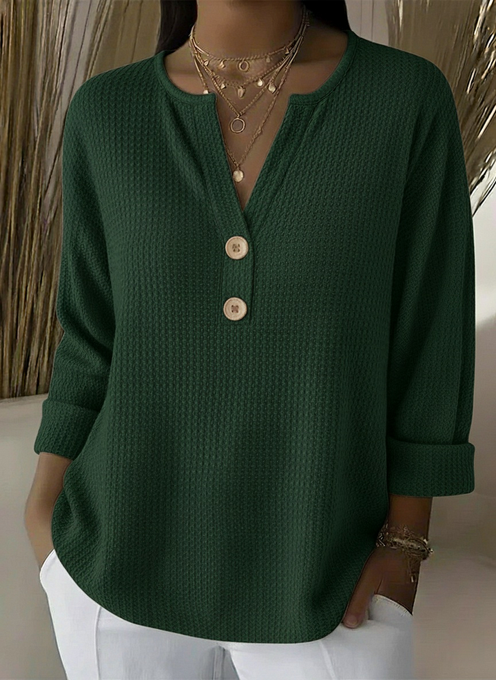 Lucia | T-shirt Henley à Rayures avec Boutons