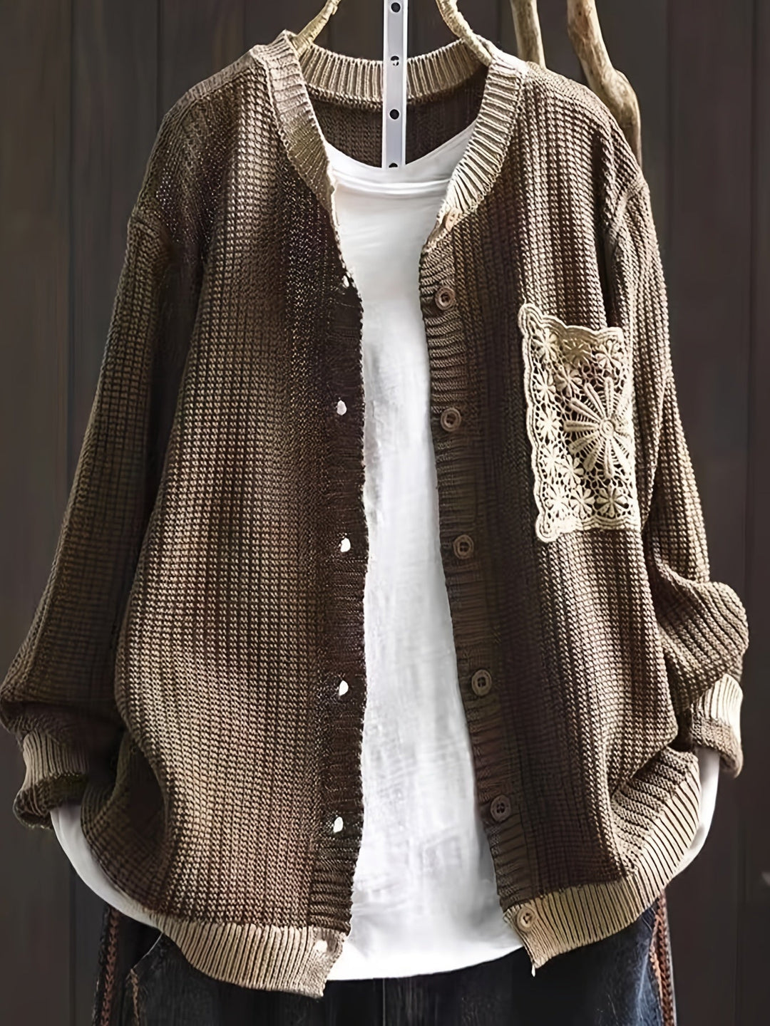 Cardigan Long Poche Dentelle Claire