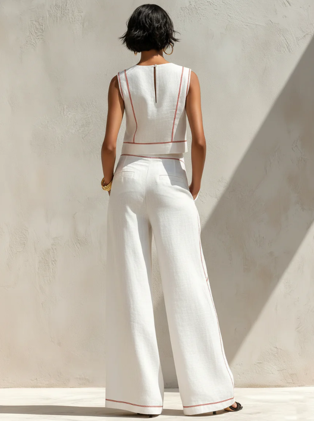 Ivorette | Ensemble Gilet & Pantalon Rayé