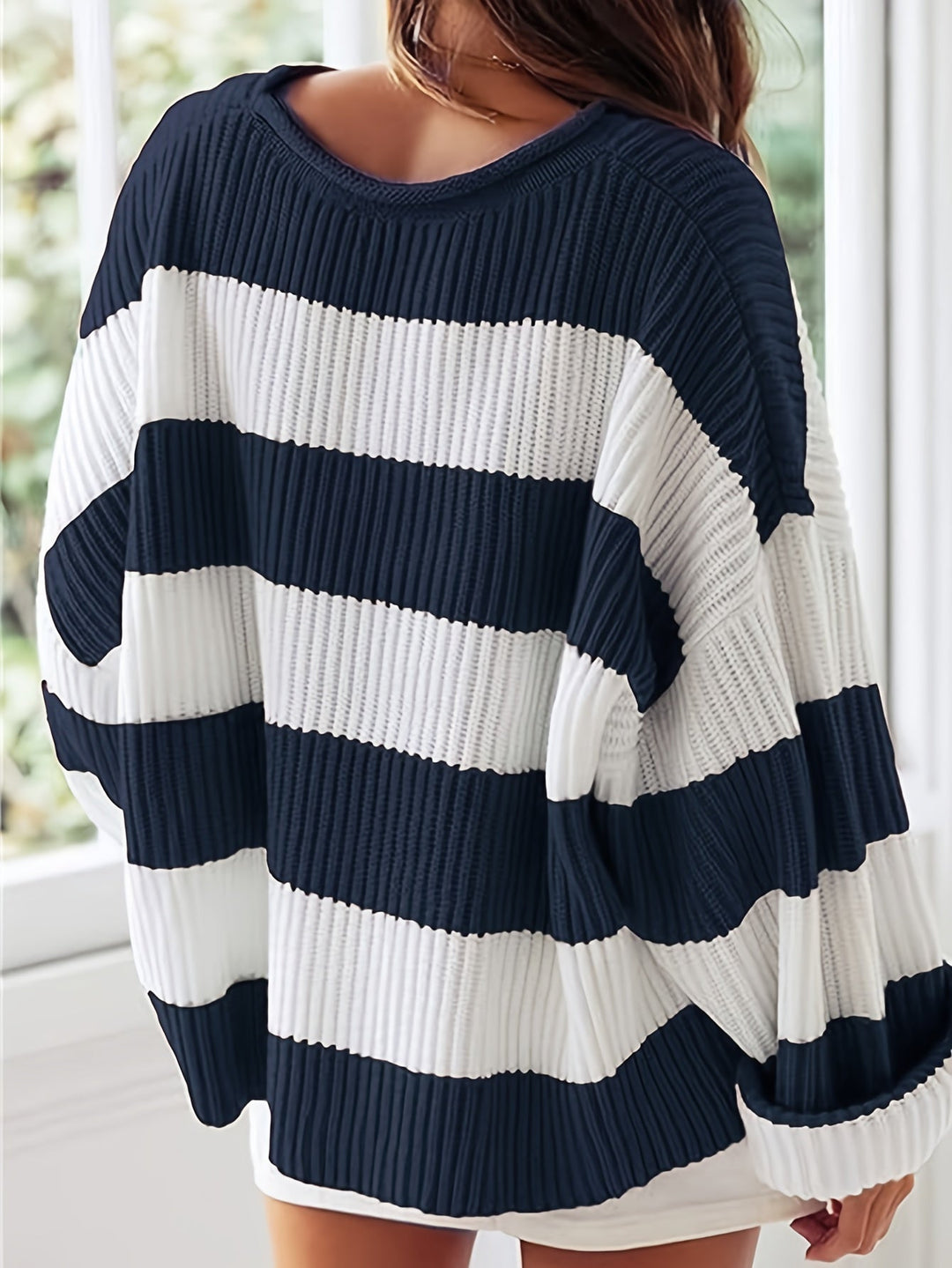 Mathilde | Pull tricoté à col rond et rayures