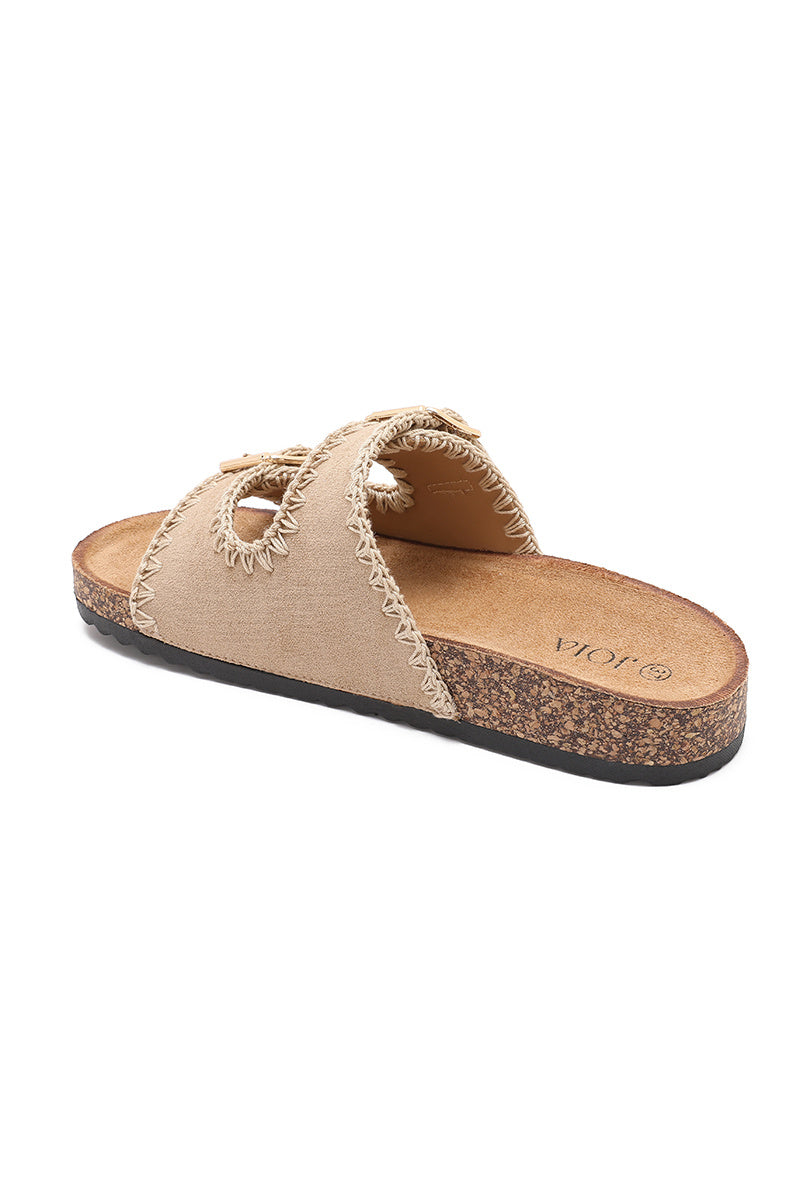 Wilhelmina | Sandale à Talon Beige