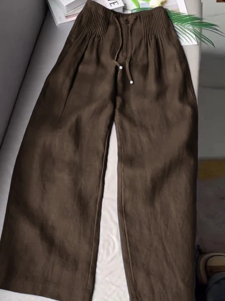 Camille | Pantalons larges en mélange de coton et de lin
