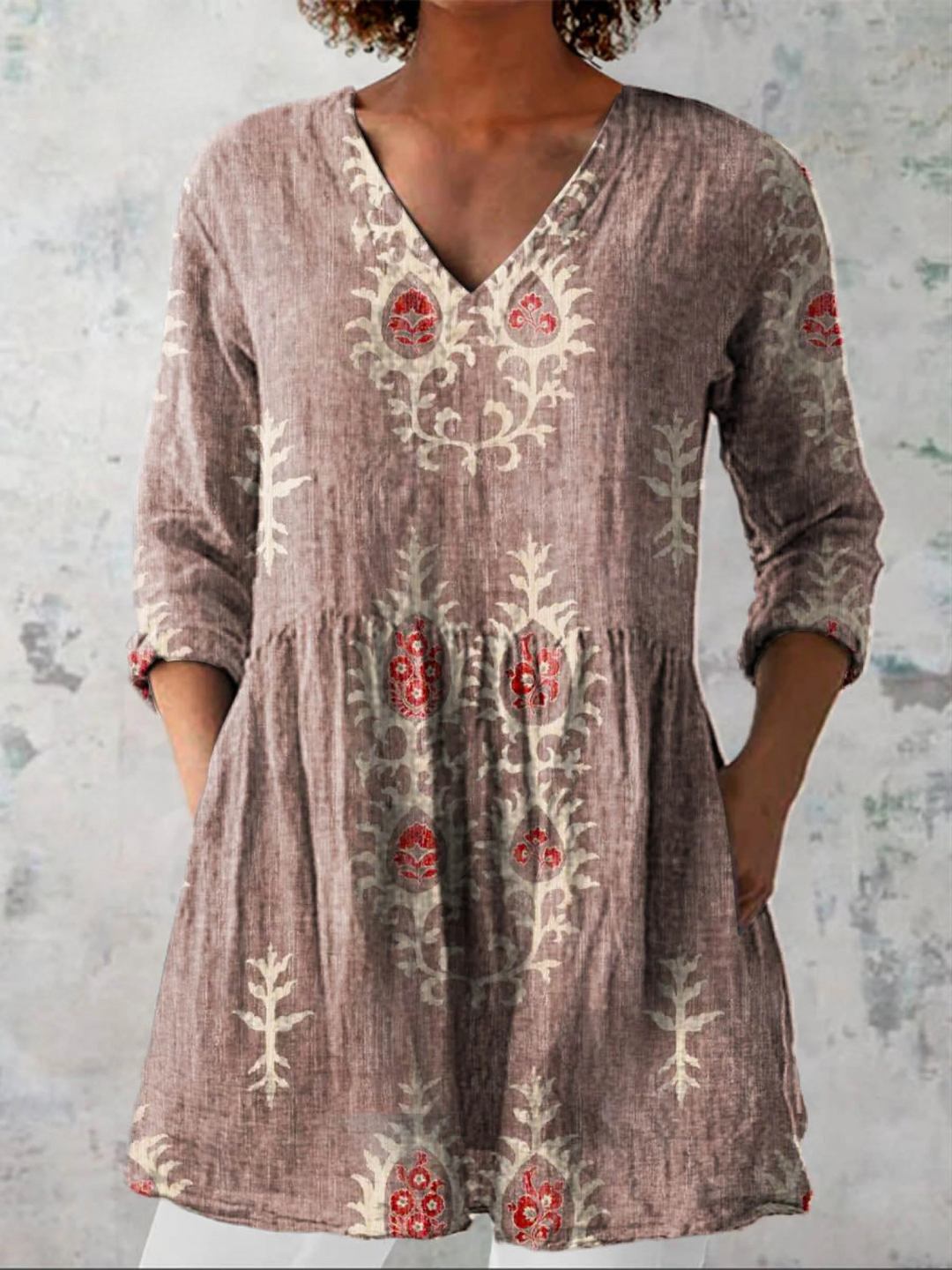 Elise | Blouse longue à décolleté en V