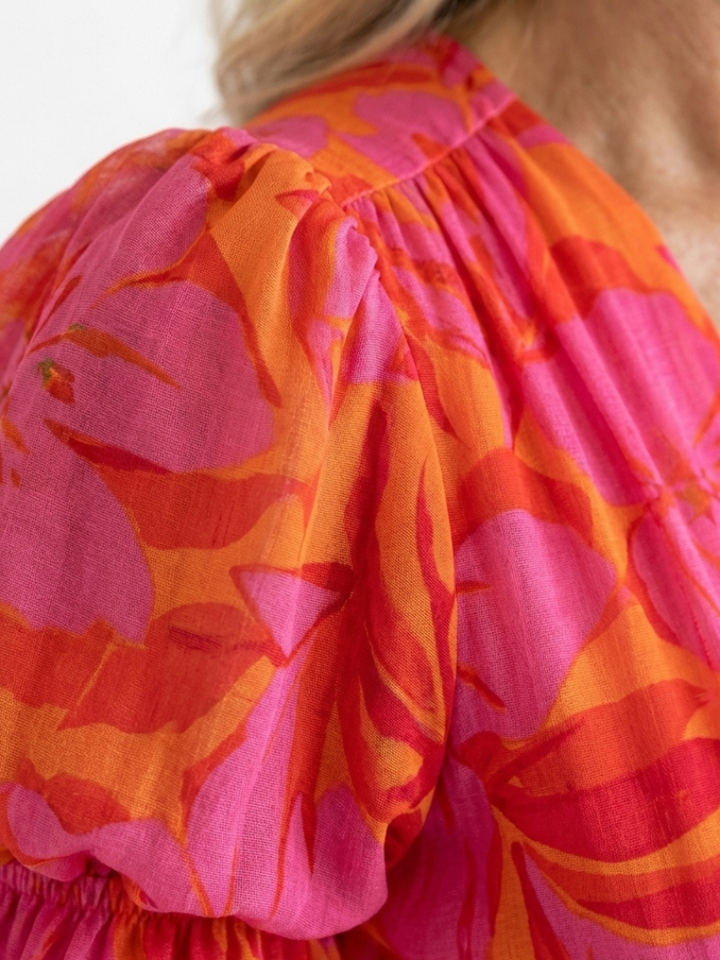 Willow | Robe Midi à Manches Bouffantes et Décolleté en V Floral