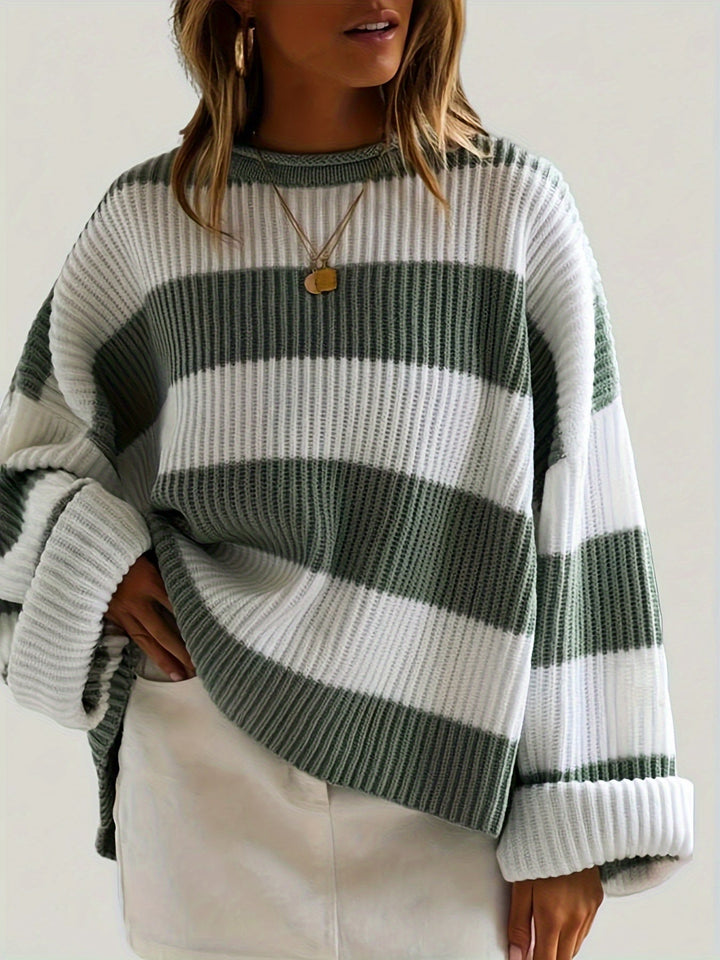 Mathilde | Pull tricoté à col rond et rayures