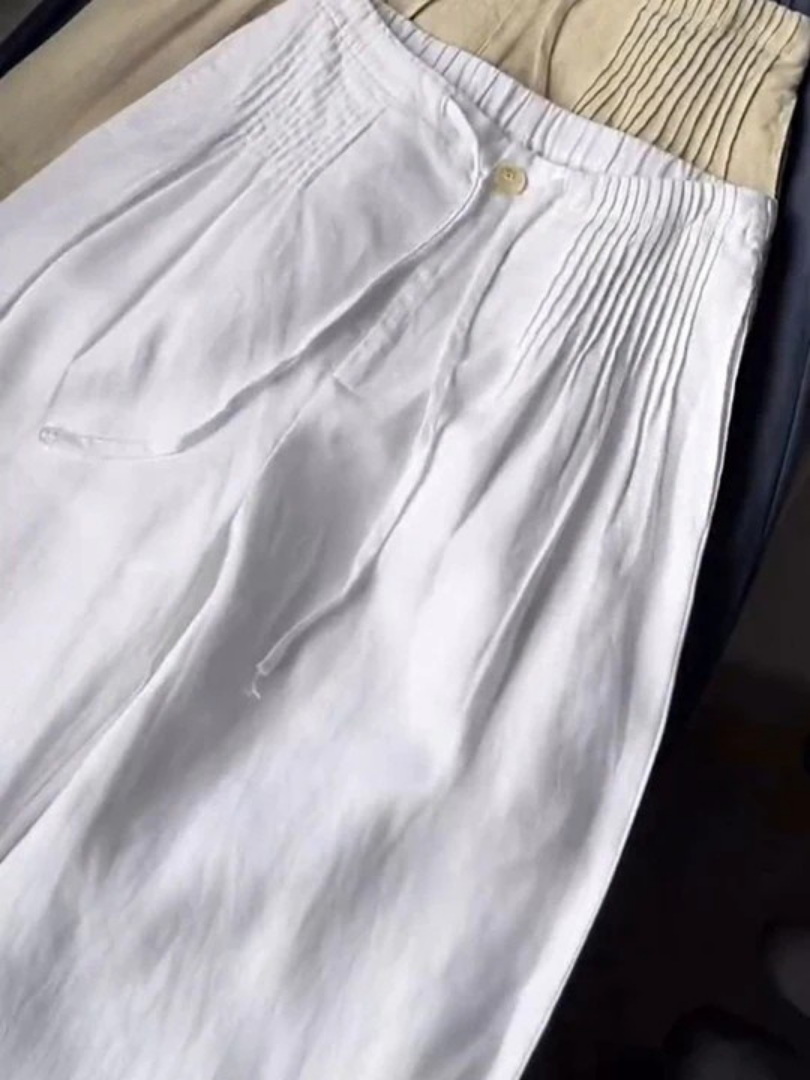 Camille | Pantalons larges en mélange de coton et de lin