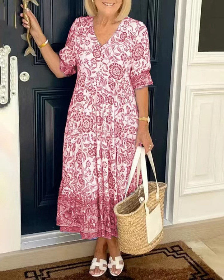 Keisha | Robe Fleurie Décolleté en V Élégante